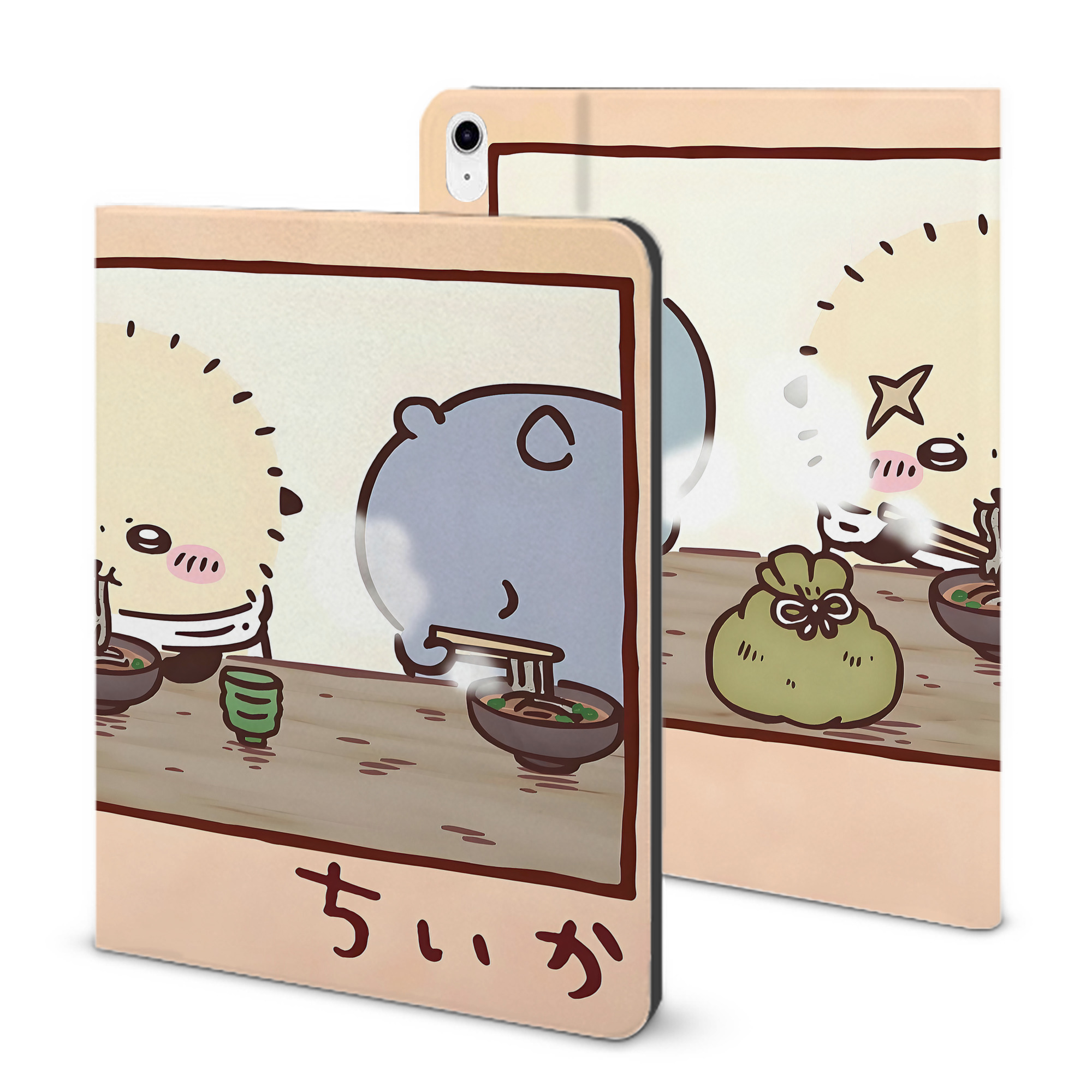（画像用） ちいかわ Chii-kawa IPad ケース ブック型 PUレザー TPU 耐衝撃 軽量 薄型 ペン収納なし 全面保護 IPad 各モデル対応